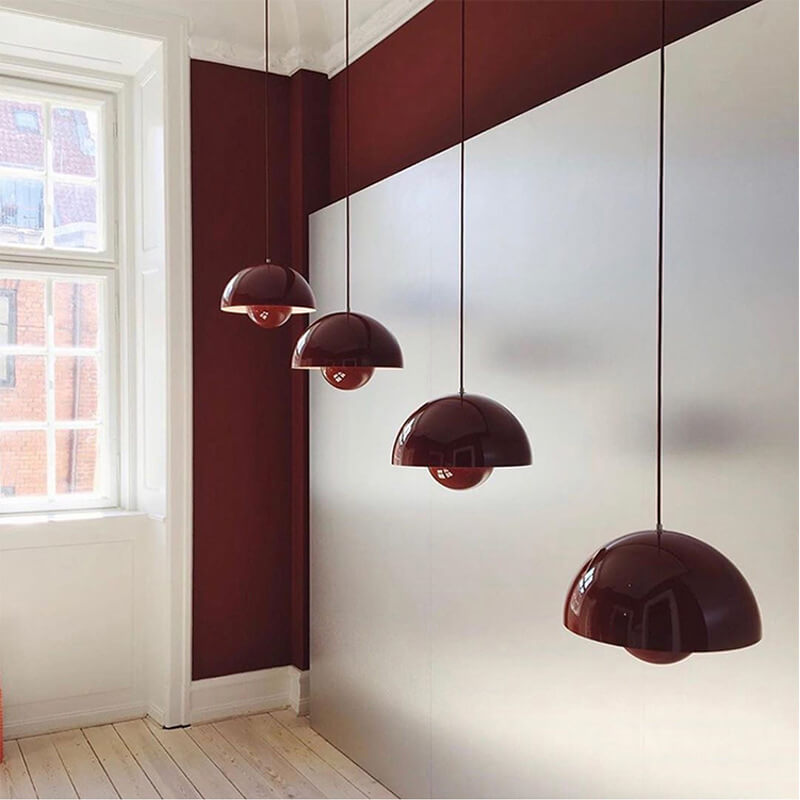 Lampă suspendată semicirculară scandinavă din metal, cu 1 bec