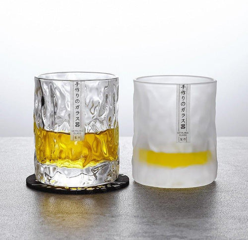 300ml Transparent Geometric Whiskey Glass + Gift Box & Coaster