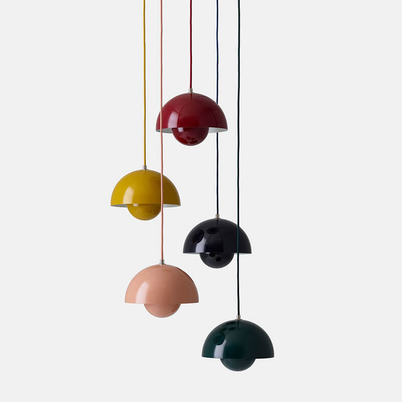 Lampă suspendată semicirculară scandinavă din metal, cu 1 bec