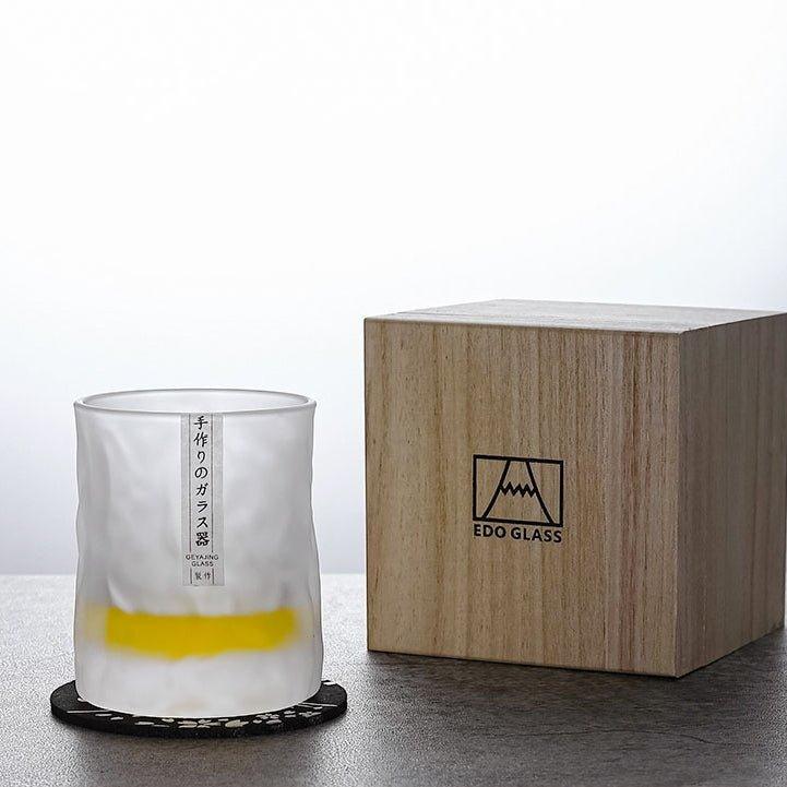 Przezroczysta geometryczna szklanka do whisky 300ml + pudełko prezentowe i podkładka