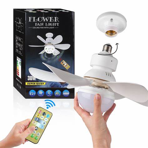 מאוורר תקרה עם תאורת LED — 3 מהירויות, שלט רחוק, מנוע שקט
