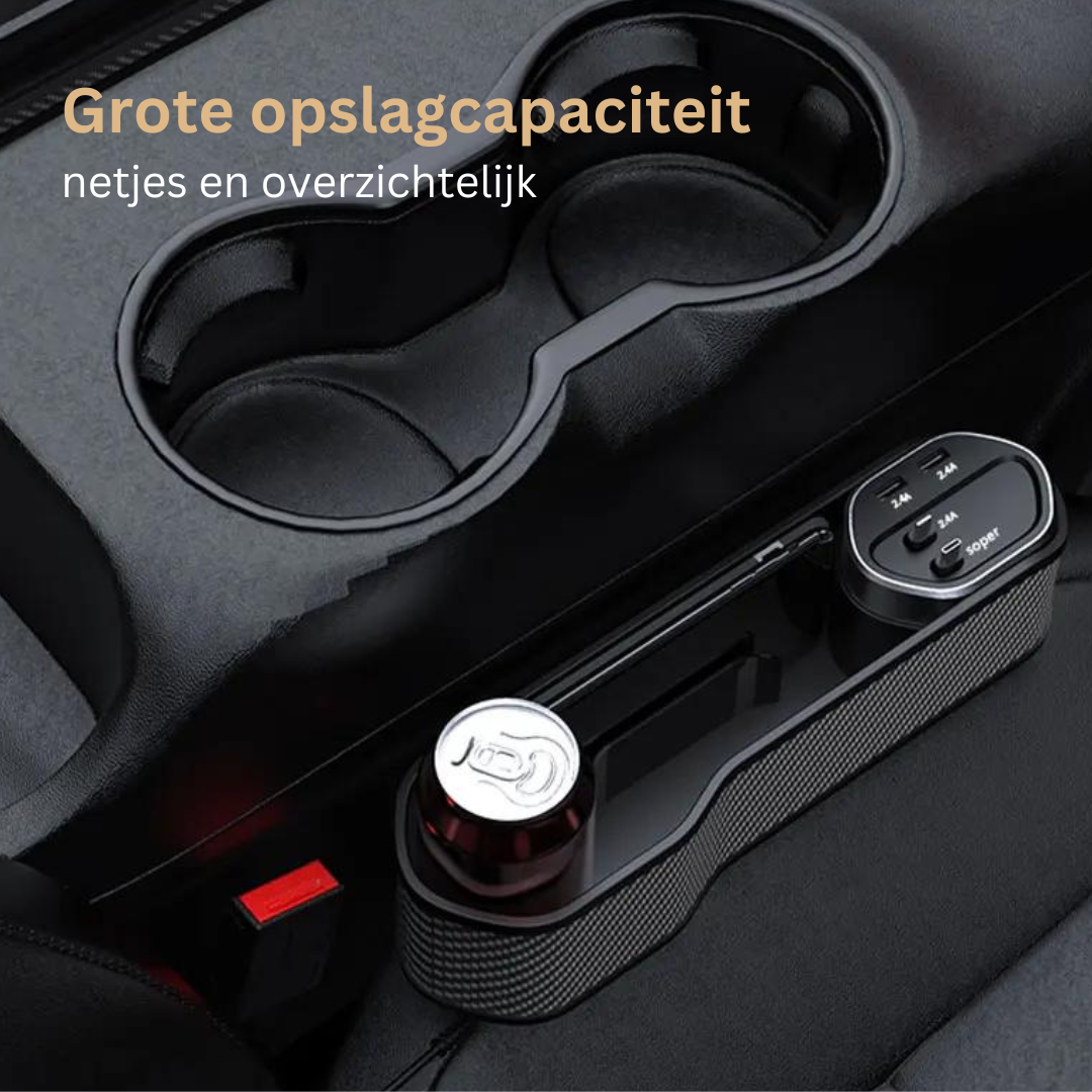 Organizér do auta — Držák nápojů, dva USB nabíjecí porty