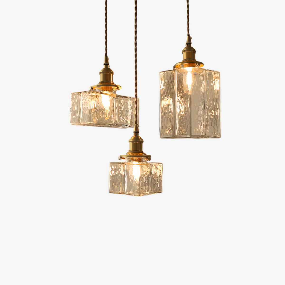 Glas-Pendelleuchte — Vintage-Messing, Retro-Textur, E27