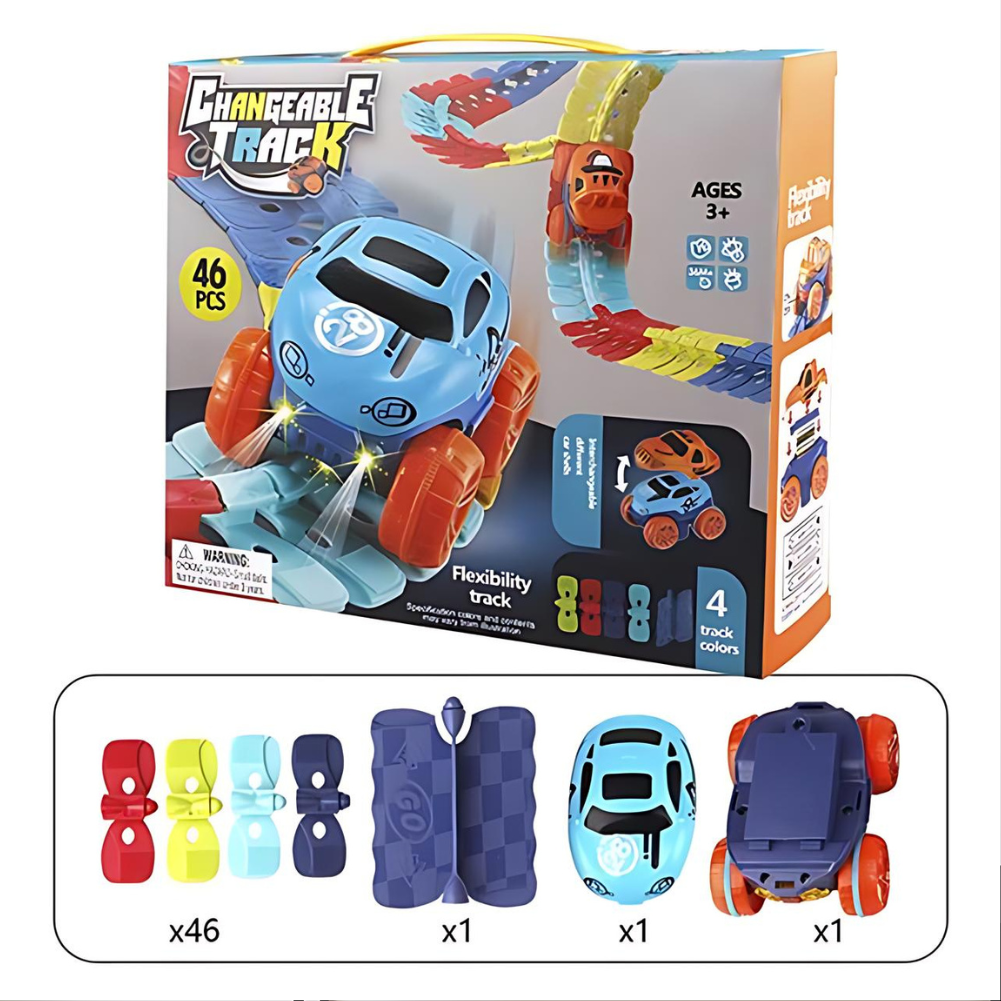 Magnetic Race Track Car Set — Flexible Plastic Educational Toy