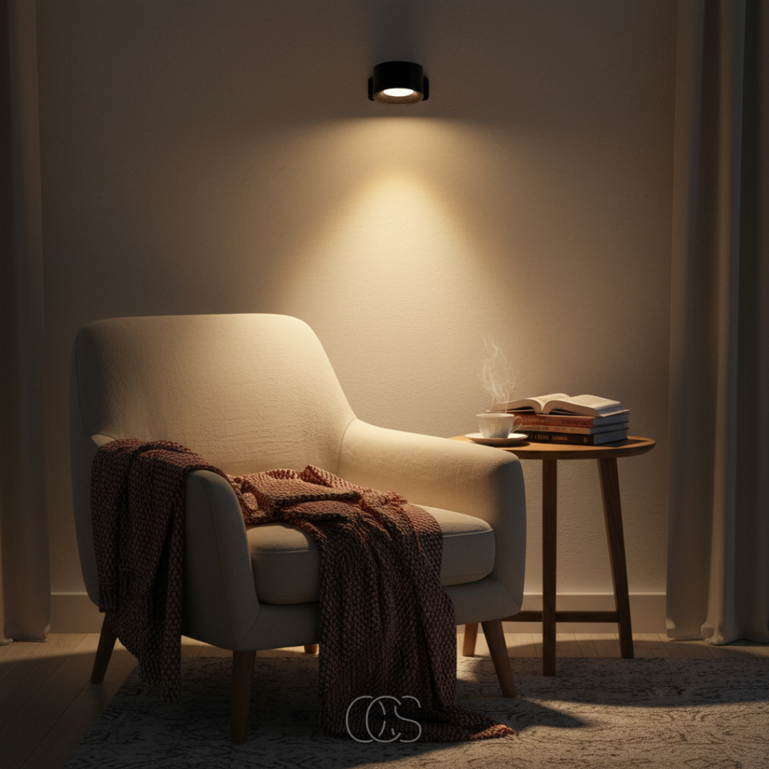 Trådlös vägglampa utan borrning — vridbar 360°, dimbar