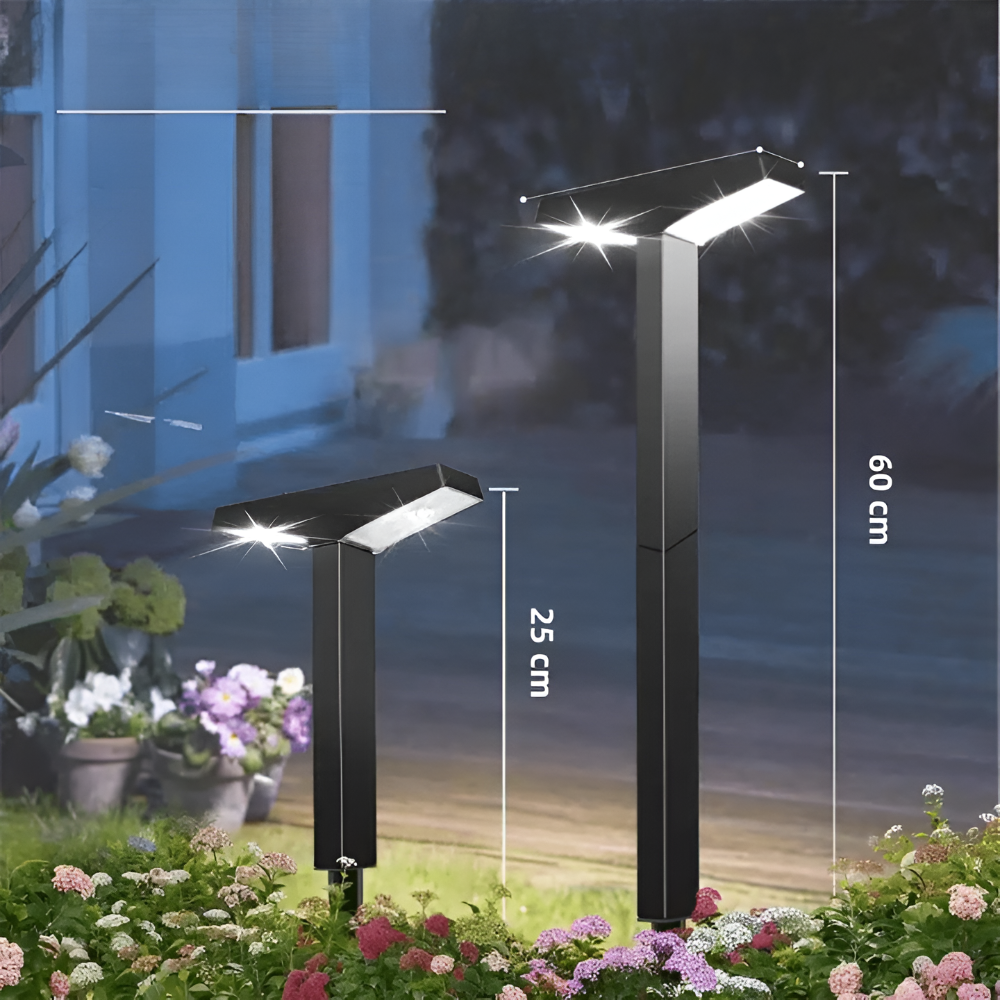 Aurinkokäyttöiset ulkovalaisimet, 4 kpl — IP65-vesitiiviit, 60cm