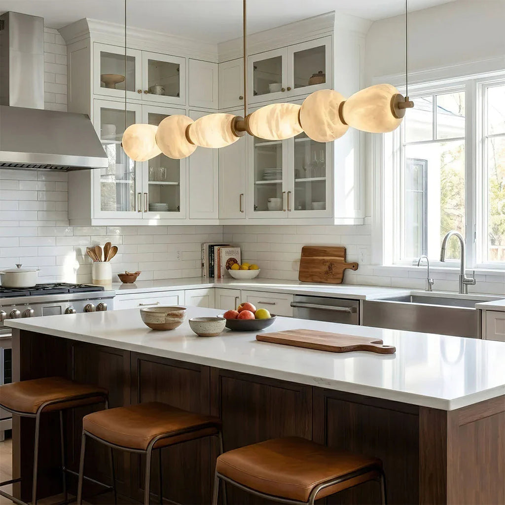 Organic Alabaster Stone Linear Chandelier | wildoxy
