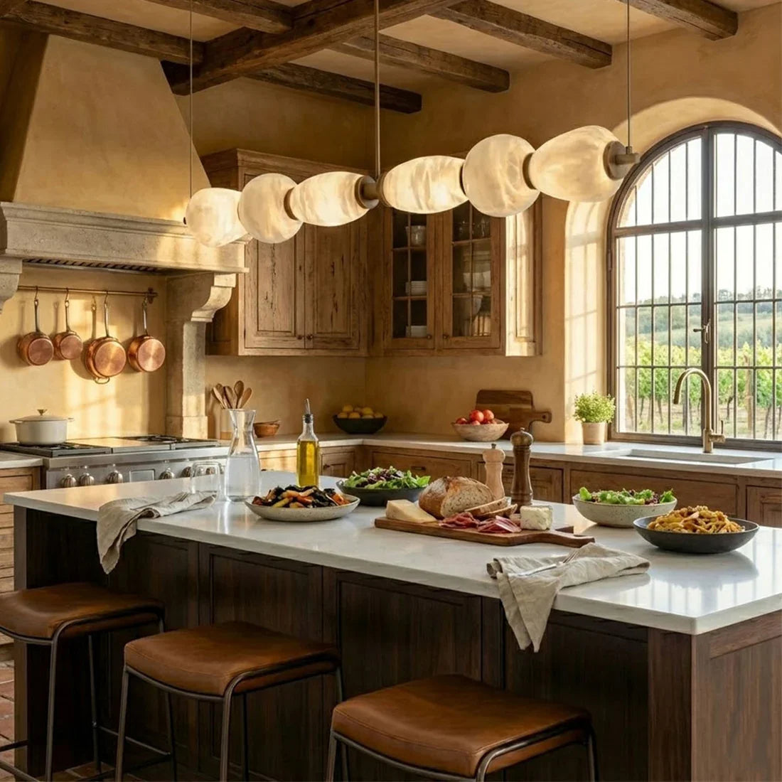 Organic Alabaster Stone Linear Chandelier | wildoxy