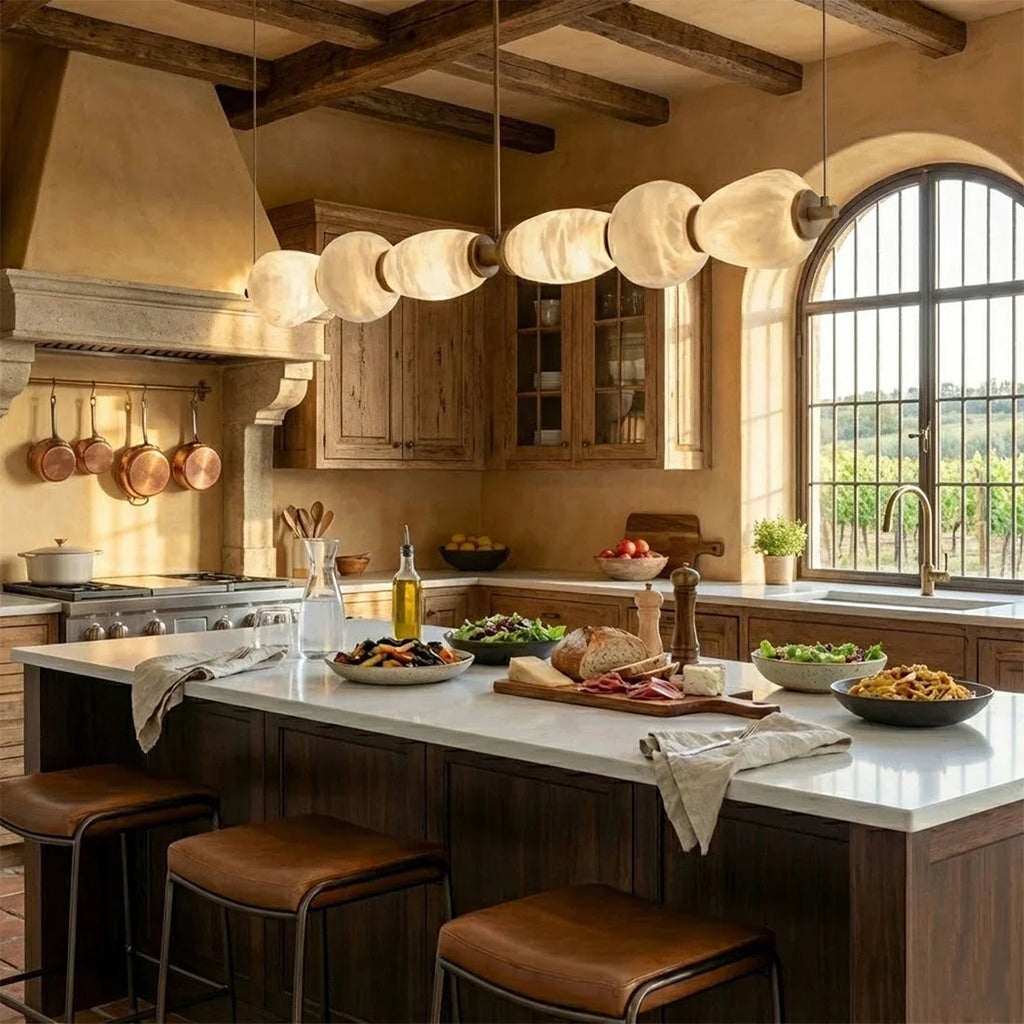 Organic Alabaster Stone Linear Chandelier | wildoxy