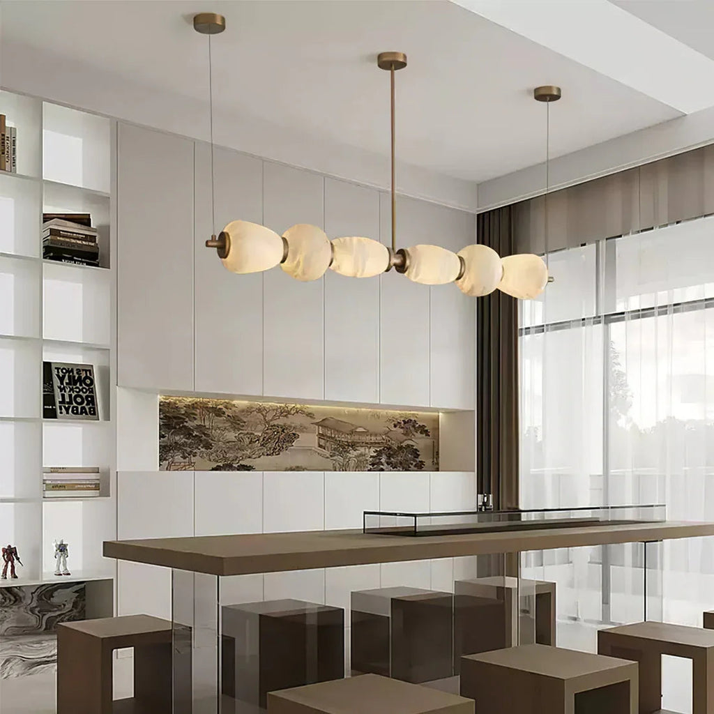 Organic Alabaster Stone Linear Chandelier | wildoxy