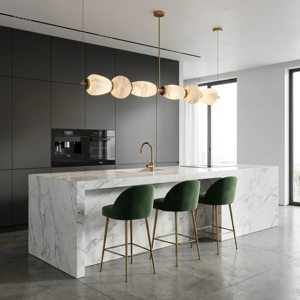 Organic Alabaster Stone Linear Chandelier | wildoxy