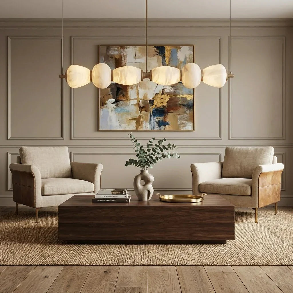 Organic Alabaster Stone Linear Chandelier | wildoxy
