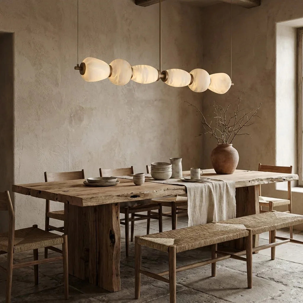 Organic Alabaster Stone Linear Chandelier | wildoxy