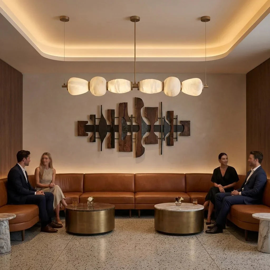 Organic Alabaster Stone Linear Chandelier | wildoxy