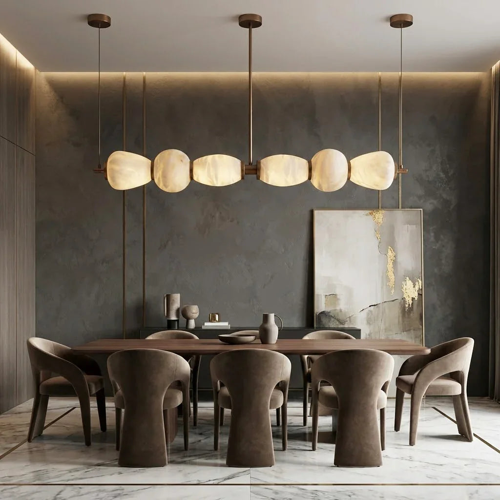 Organic Alabaster Stone Linear Chandelier | wildoxy