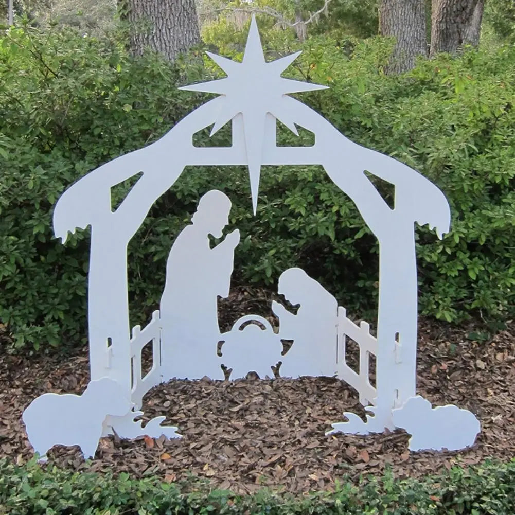 Pesebre navideño exterior grande y resistente a la intemperie con figuras