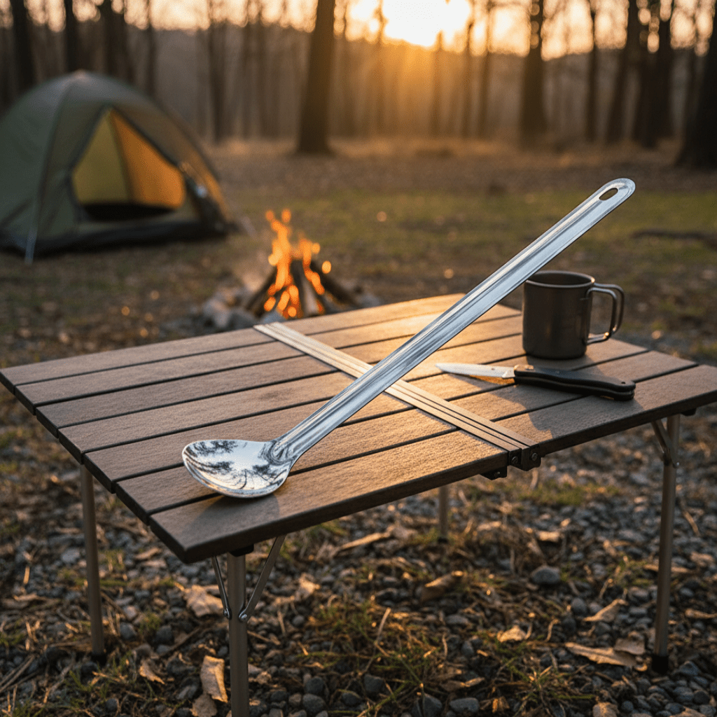 LuminaSpork Ultralight Titanium Spork and Long-Handled Spoon Compact Dual Set
