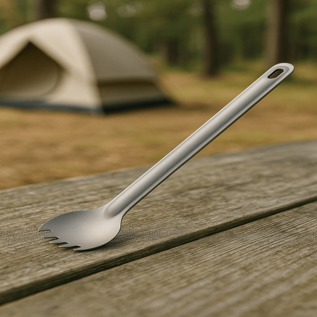 LuminaSpork Ultralight Titanium Spork and Long-Handled Spoon Compact Dual Set