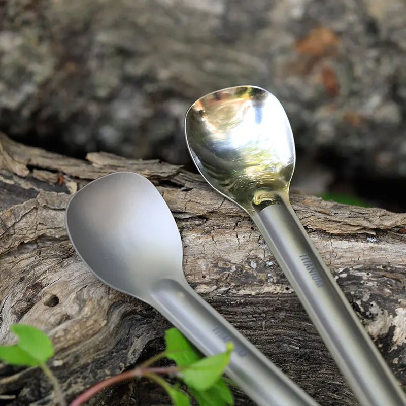 LuminaSpork Ultralight Titanium Spork and Long-Handled Spoon Compact Dual Set