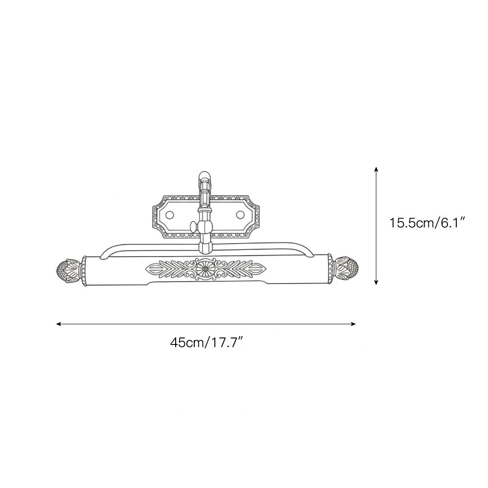 Lámpara de pared antigua de latón para cuadros — luz integrada