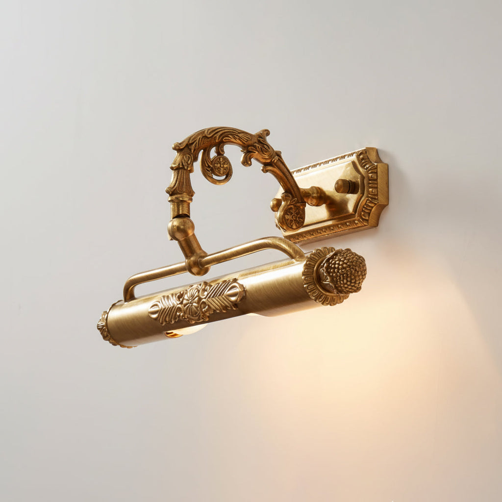 Lámpara de pared antigua de latón para cuadros — luz integrada