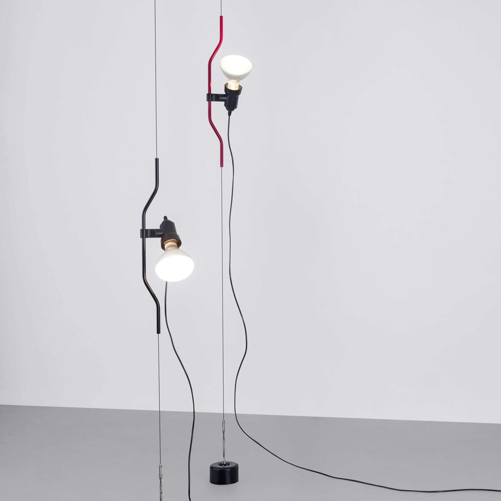 Nastavitelná závěsná lampa — kovové trubkové stínidlo, černá/bílá/červená