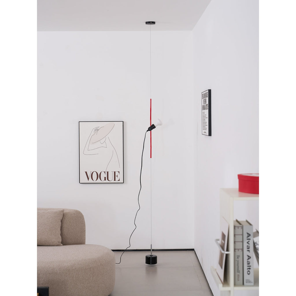 Nastavitelná závěsná lampa — kovové trubkové stínidlo, černá/bílá/červená