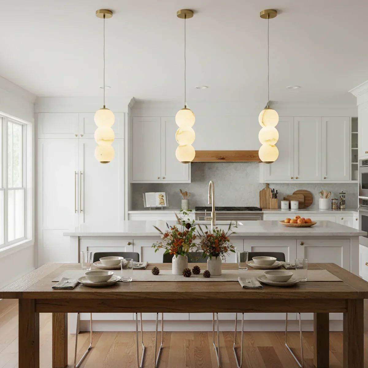Pearl Alabaster Round Pendant Light | wildoxy