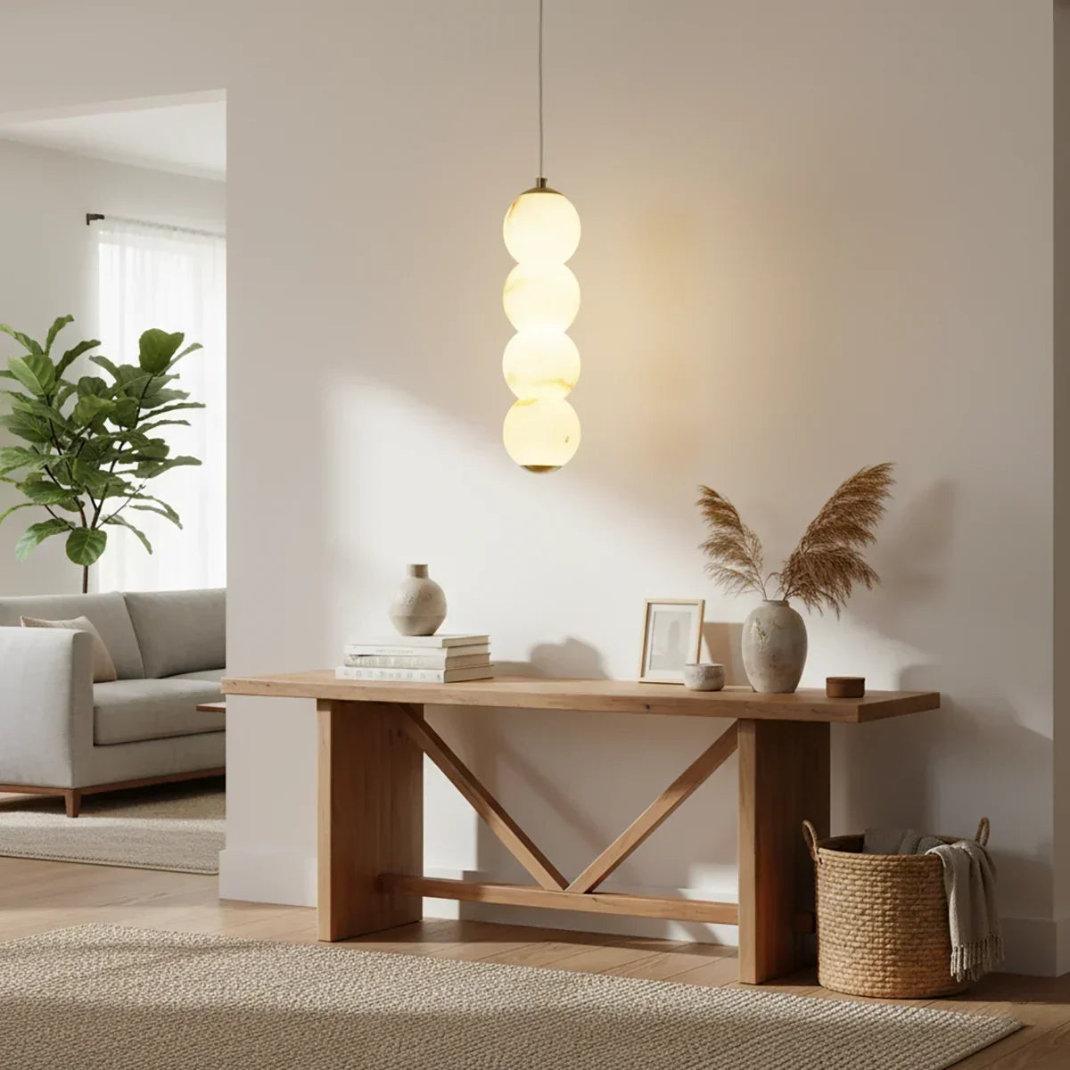 Pearl Alabaster Round Pendant Light | wildoxy