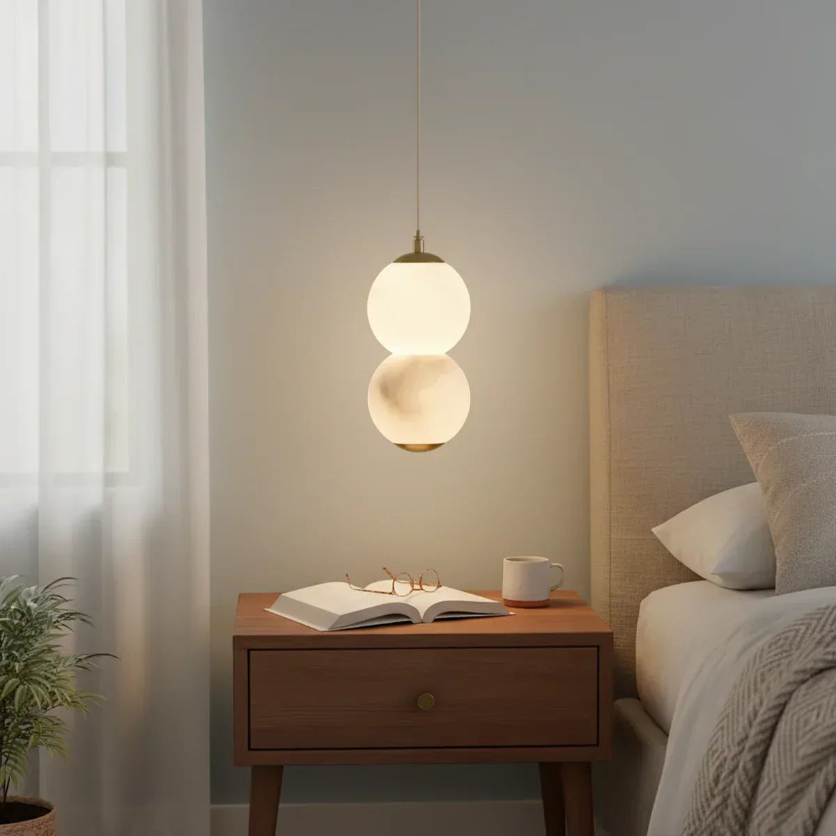 Pearl Alabaster Round Pendant Light | wildoxy