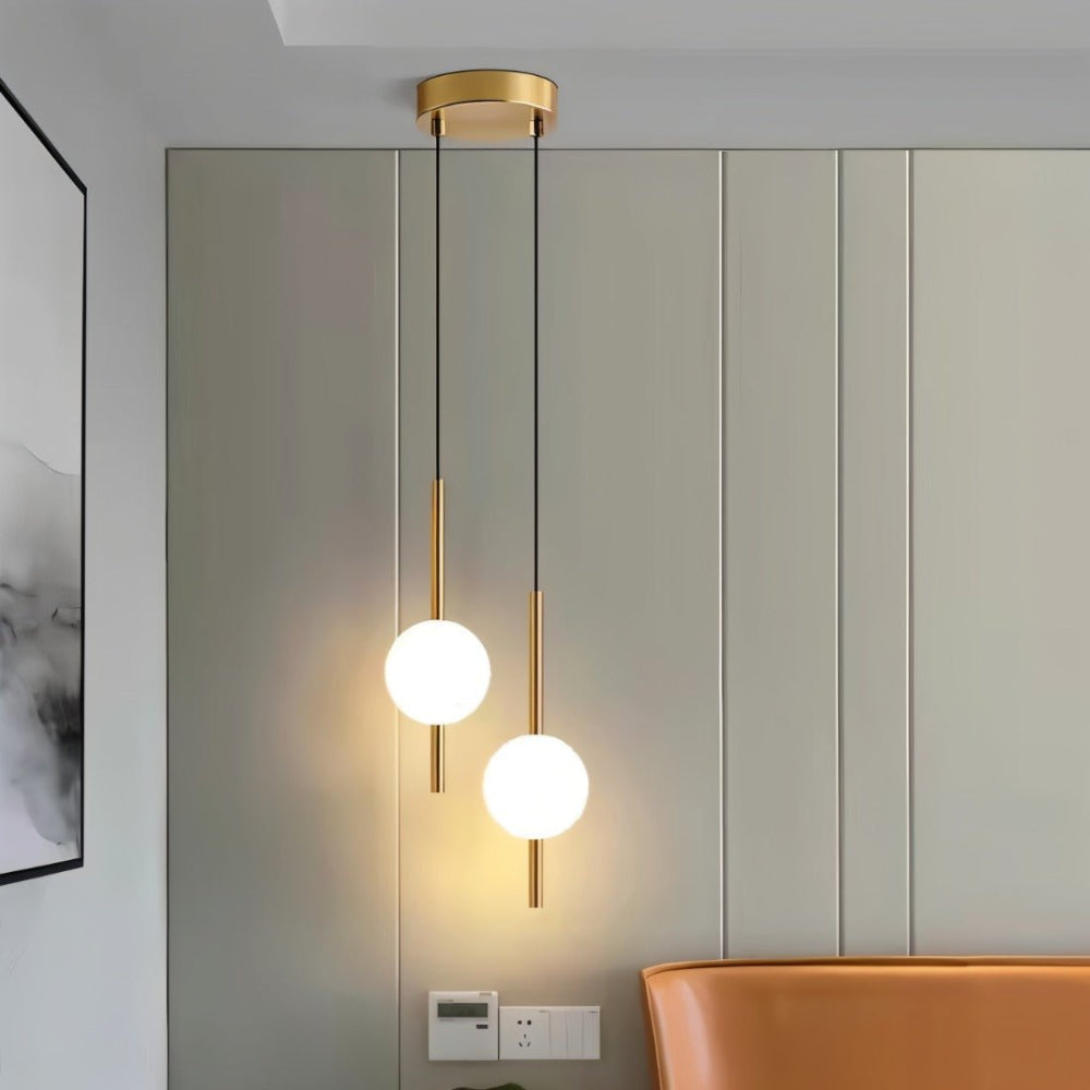Modern Glass Globe Pendant Lighting — Integrated LEDs, Adjustable Height