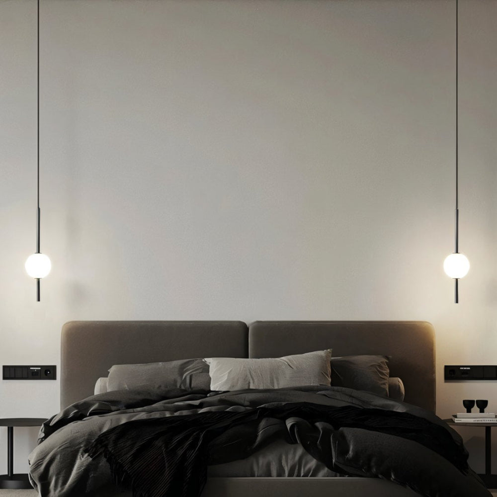 Modern Glass Globe Pendant Lighting — Integrated LEDs, Adjustable Height