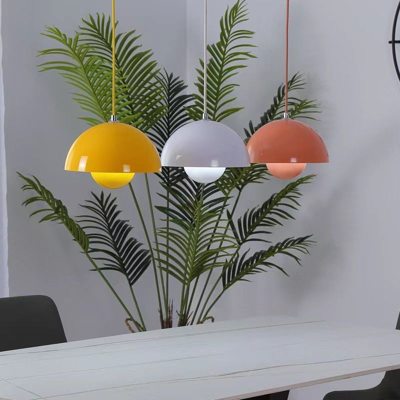 Modern Half-Sphere Pendant Light — Floating Minimalist Form, Adjustable Cable