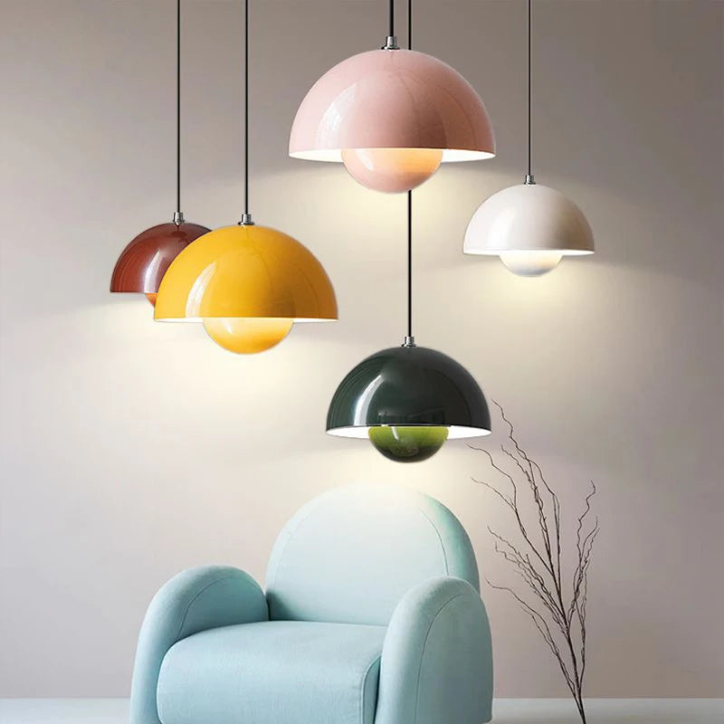 Modern Half-Sphere Pendant Light — Floating Minimalist Form, Adjustable Cable