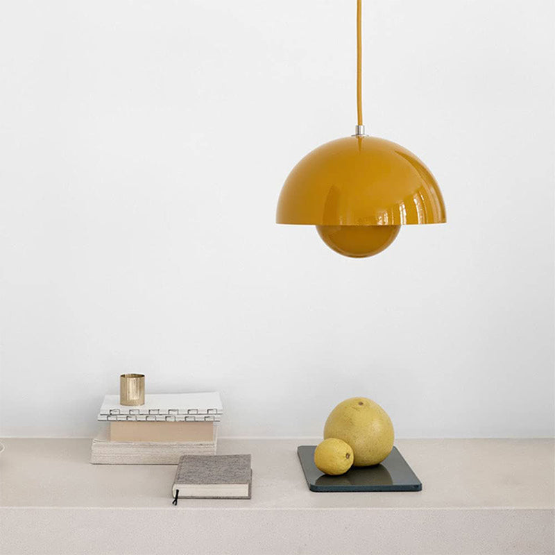Modern Half-Sphere Pendant Light — Floating Minimalist Form, Adjustable Cable