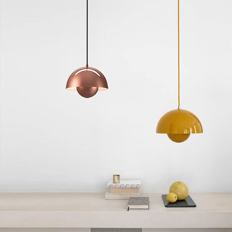 Modern Half-Sphere Pendant Light — Floating Minimalist Form, Adjustable Cable