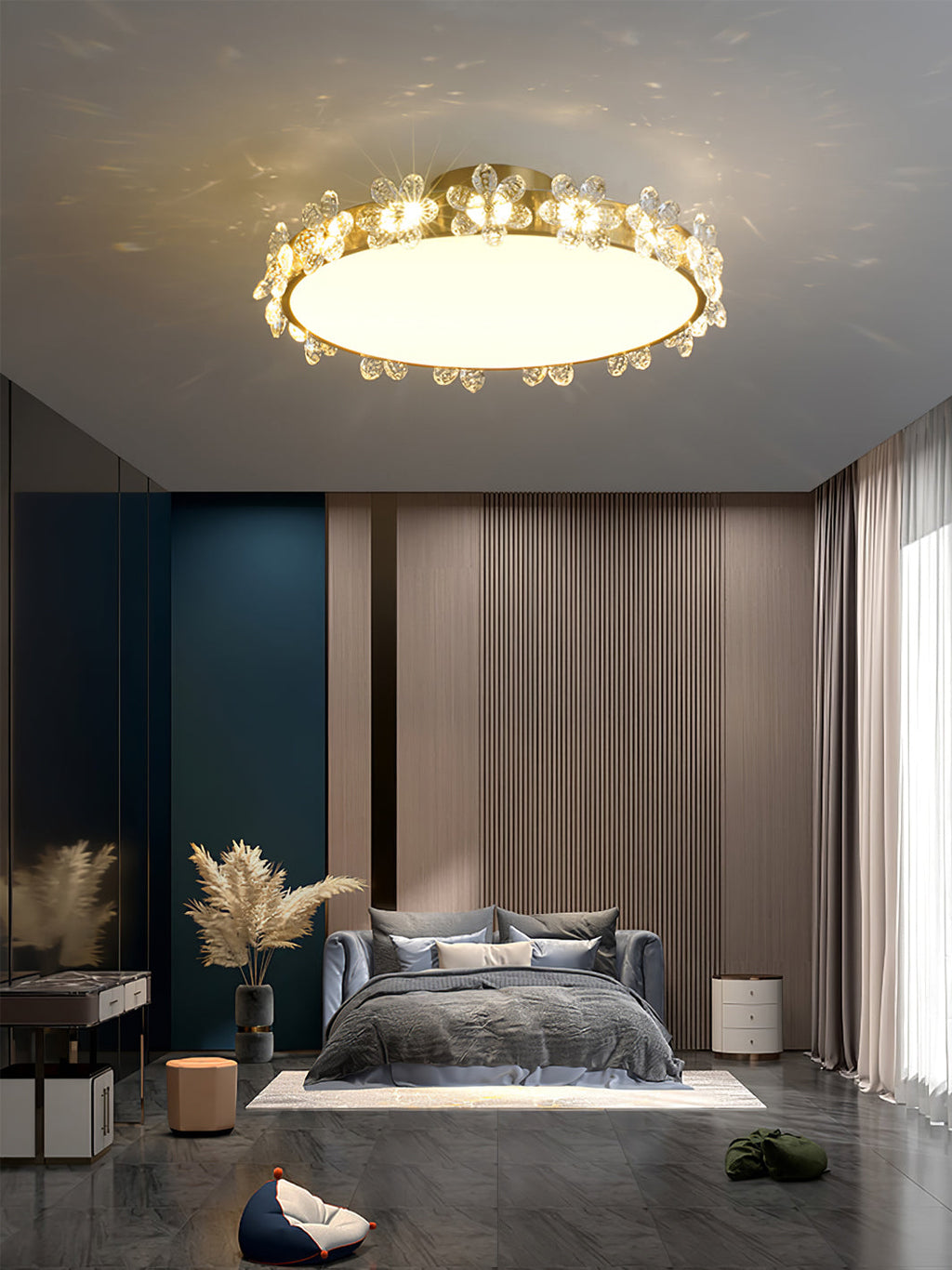 LioraBloom Crystal Petal Ceiling Lamp — Refracted Soft Glow