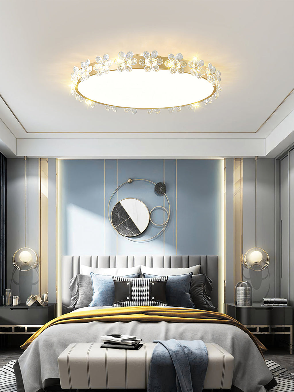 LioraBloom Crystal Petal Ceiling Lamp — Refracted Soft Glow