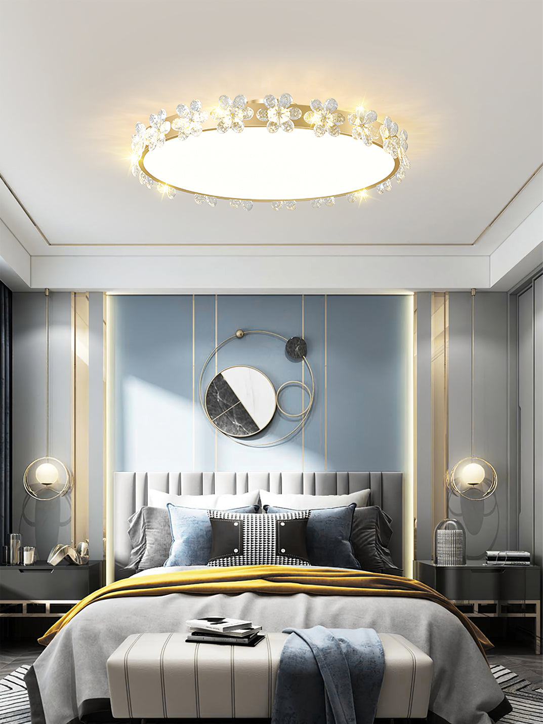 LioraBloom Crystal Petal Ceiling Lamp — Refracted Soft Glow