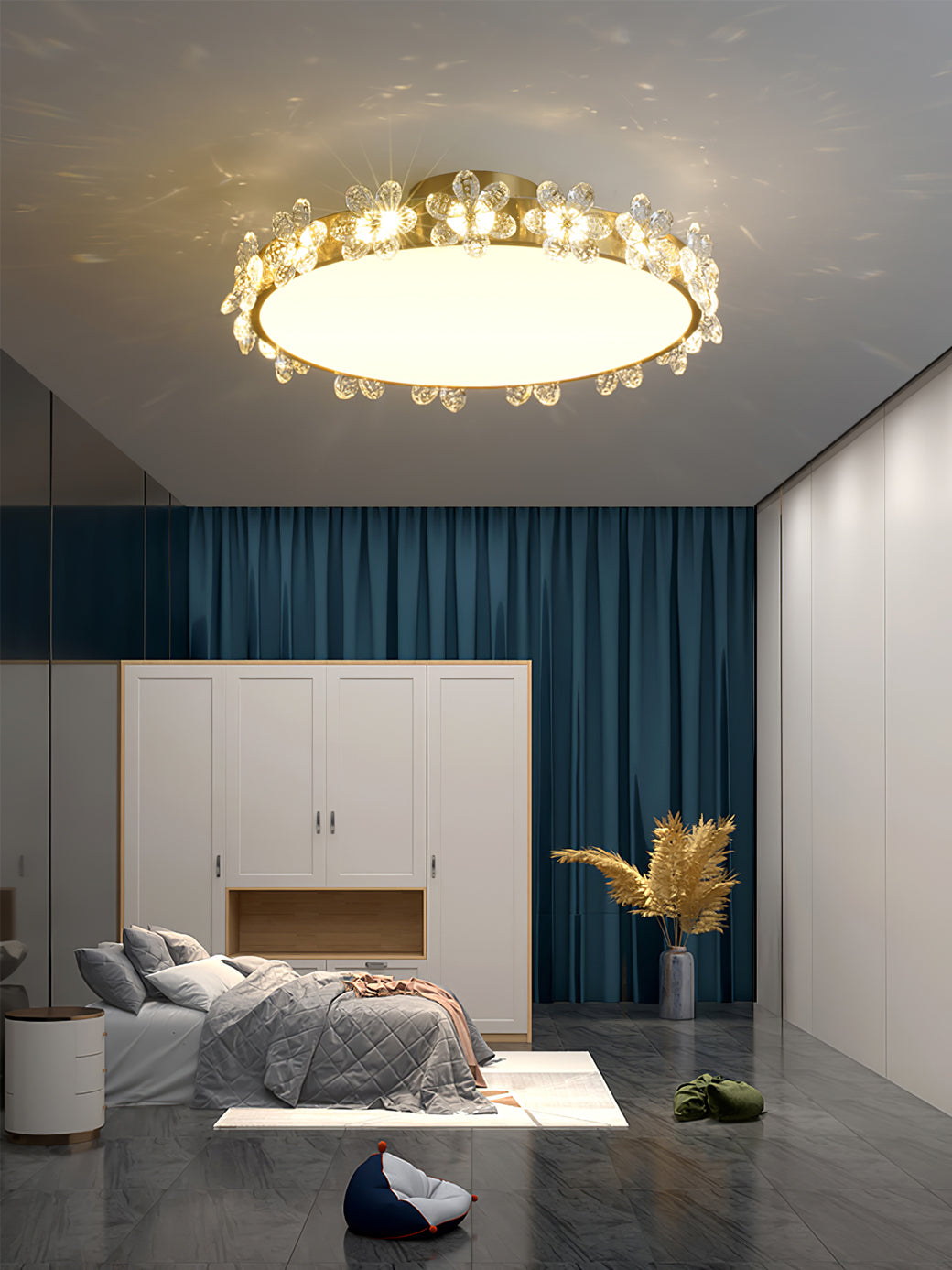 LioraBloom Crystal Petal Ceiling Lamp — Refracted Soft Glow