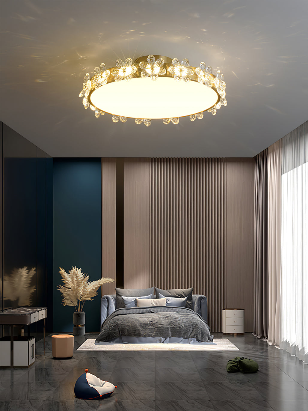 LioraBloom Crystal Petal Ceiling Lamp — Refracted Soft Glow