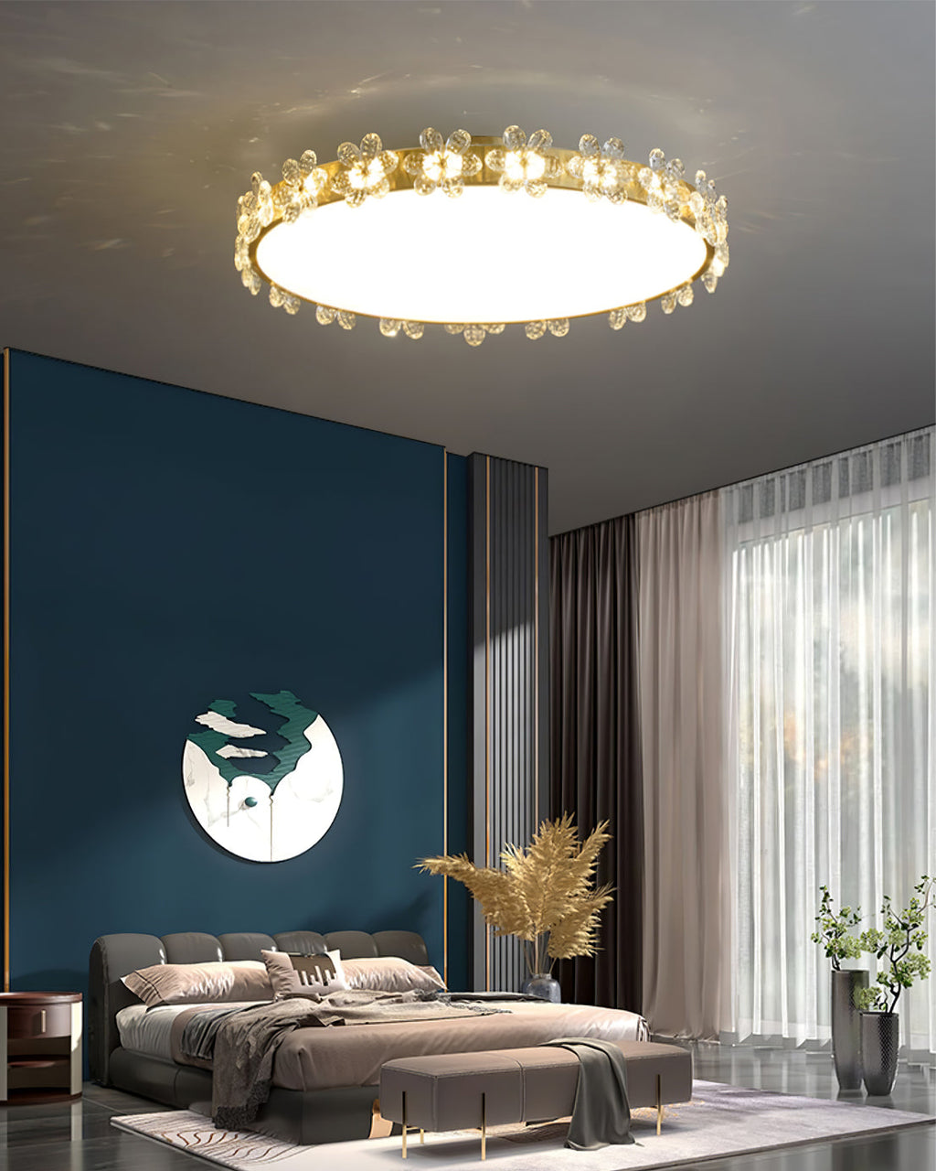 LioraBloom Crystal Petal Ceiling Lamp — Refracted Soft Glow