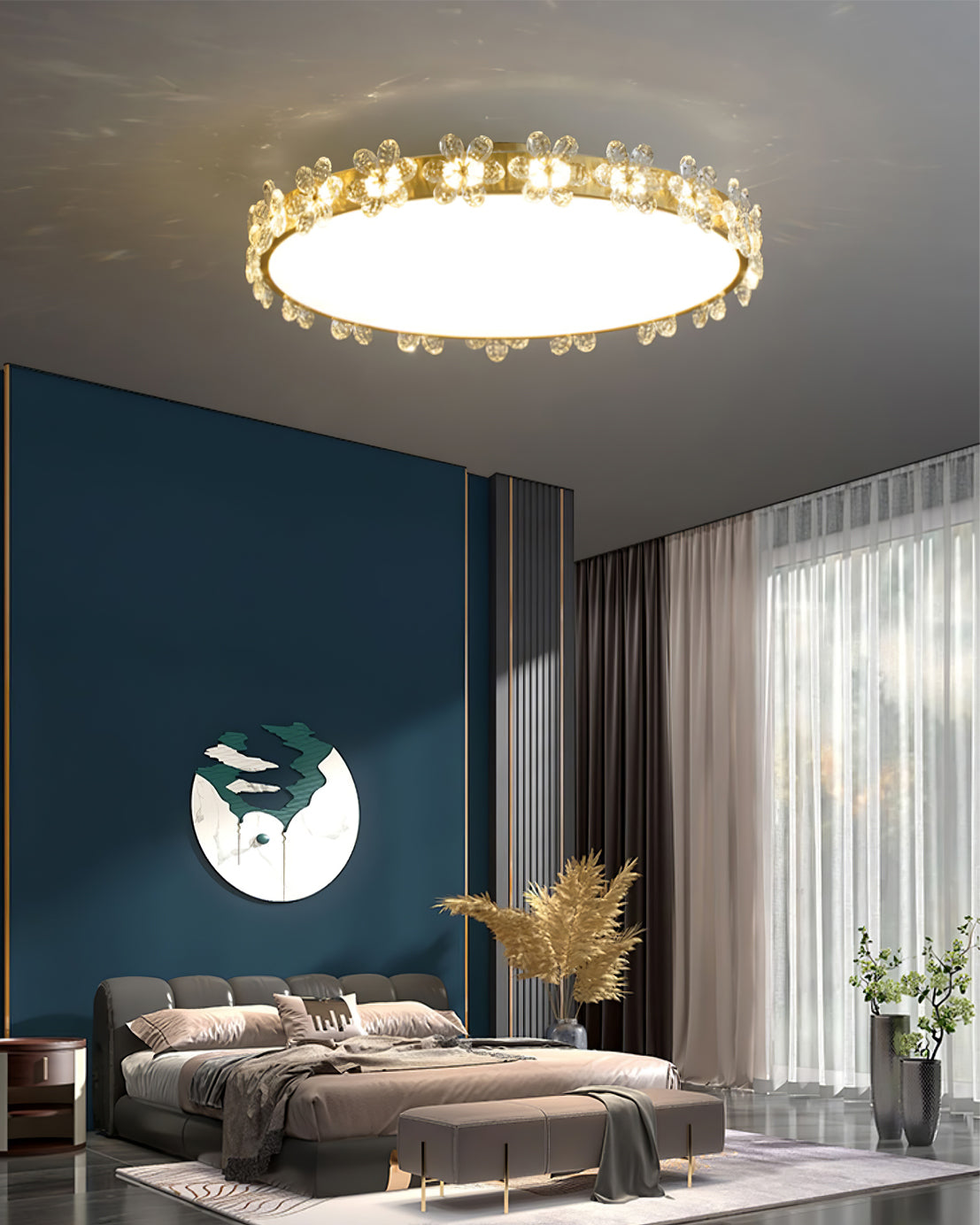 LioraBloom Crystal Petal Ceiling Lamp — Refracted Soft Glow