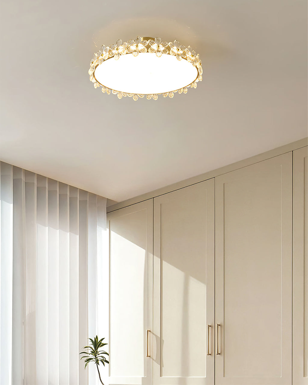 LioraBloom Crystal Petal Ceiling Lamp — Refracted Soft Glow