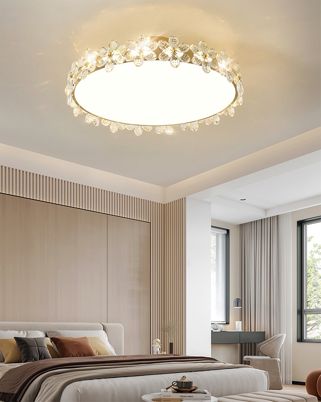 LioraBloom Crystal Petal Ceiling Lamp — Refracted Soft Glow