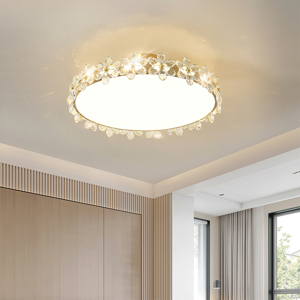 LioraBloom Crystal Petal Ceiling Lamp — Refracted Soft Glow