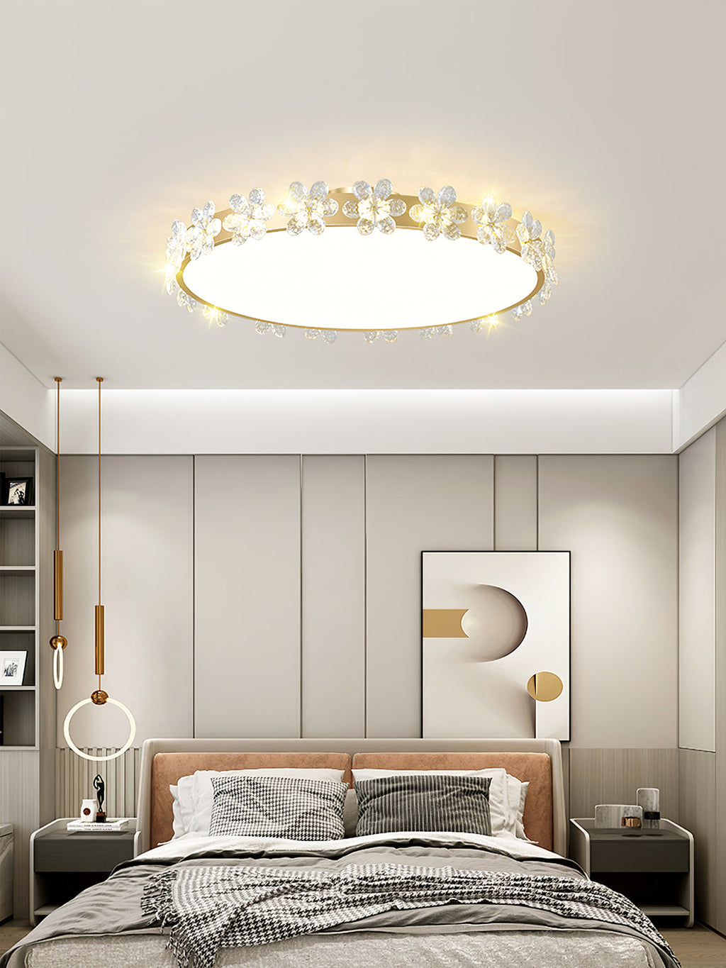 LioraBloom Crystal Petal Ceiling Lamp — Refracted Soft Glow