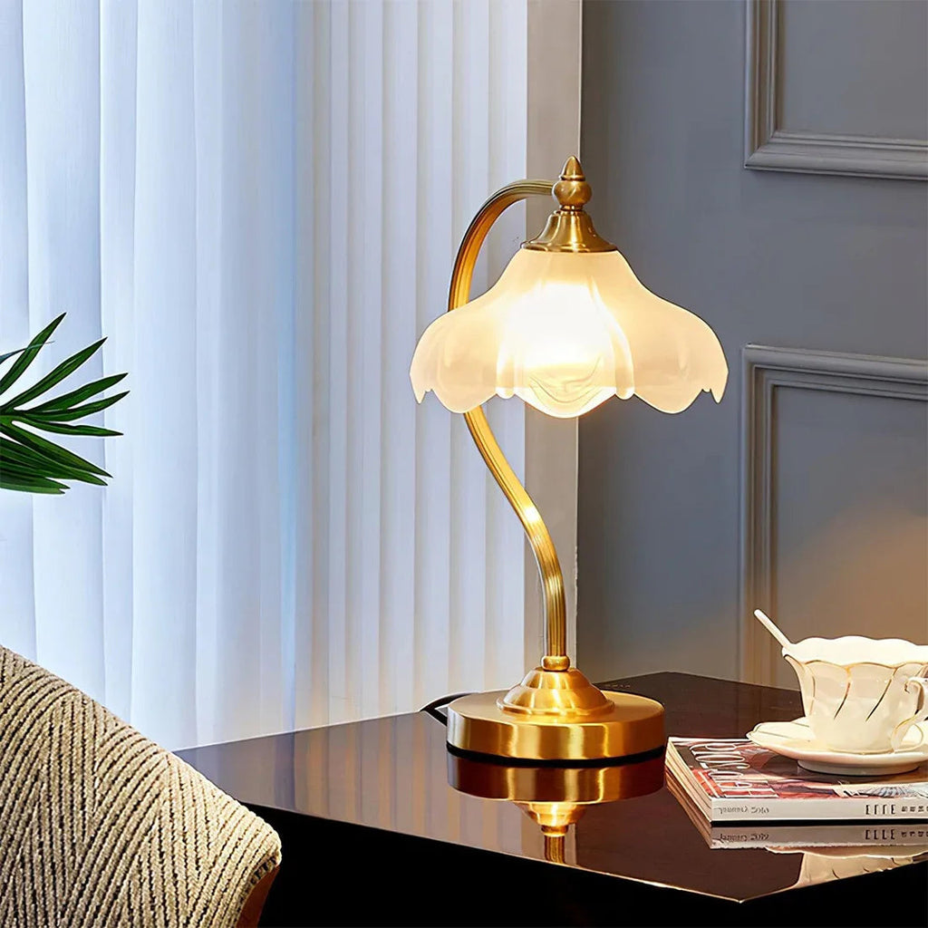 Petal Glow Brass & Glass Table Lamp | wildoxy