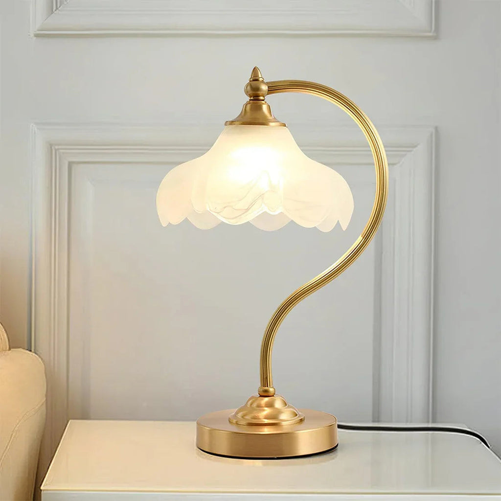 Petal Glow Brass & Glass Table Lamp | wildoxy