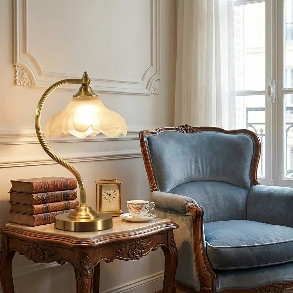 Petal Glow Brass & Glass Table Lamp | wildoxy